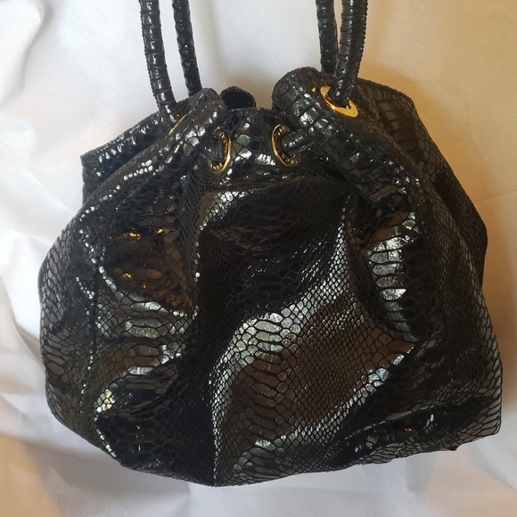 Michael Kors Black Snake Skin Hobo Large like new - Picture 7 of 10